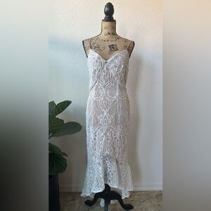 NWT Cheekie Boutique White Crochet Lace Dress Size L